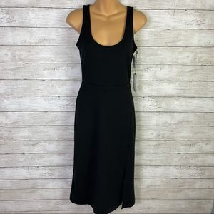 Leith Black Scoop Neck Midi Dress NWT